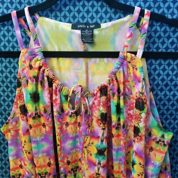 Adele & May - Women's super fun tie-dyed tank top with sheer overlay. Size- XL - Picture 2 of 6